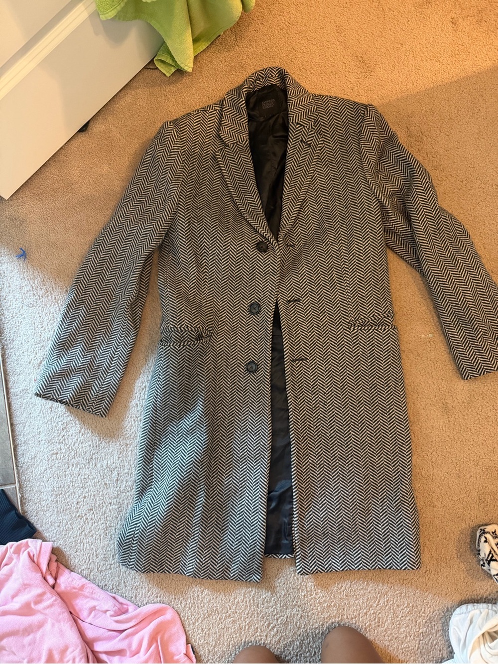 Express design studios vintage herringbone wool-blend topcoat